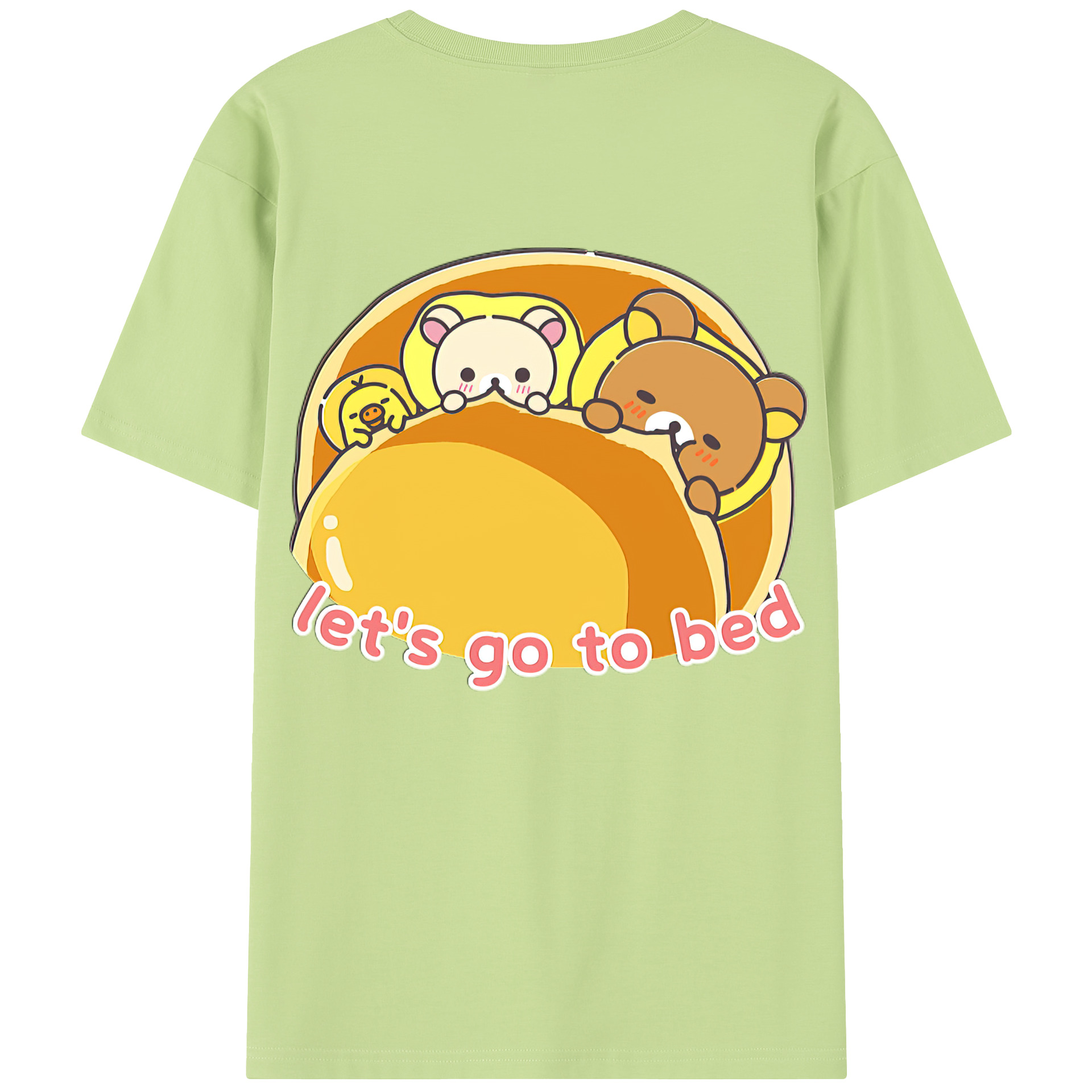 （画像用） リラックマ リラックマ キイロイトリ Rilakkuma Korilakkuma Kiiroitori 綿100％半袖Tシャツ（背面プリント）